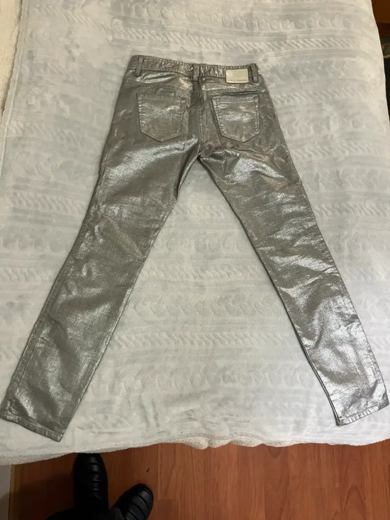 Pantalones plateados brillantes para mujer - 2