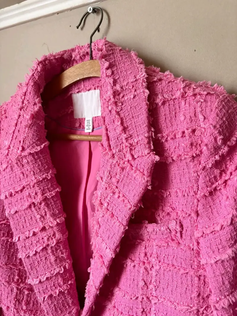 Blazer de tweed rosa para mujer - 4