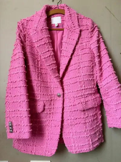 Blazer de tweed rosa para mujer - miniatura 5