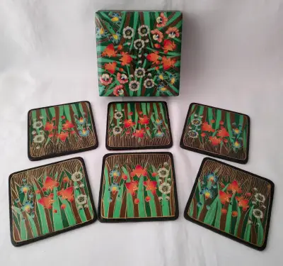 Set de posavasos madera vintage - miniatura 2