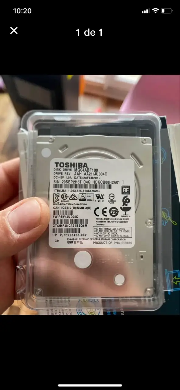 Disco duro Toshiba 1TB MQ04ABF100