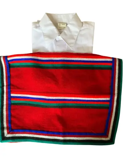 Camisa blanca infantil con poncho chileno tradicio - miniatura 1