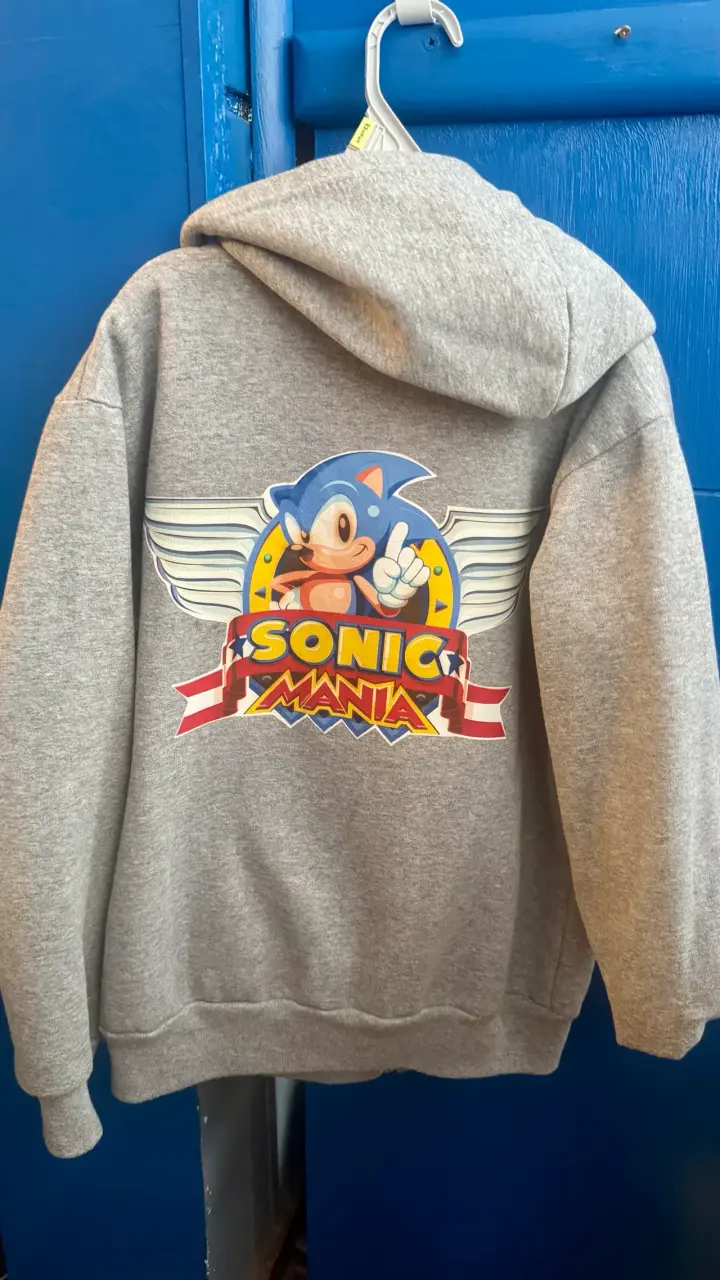Polerón Sonic gris talla 6 con capucha - 1