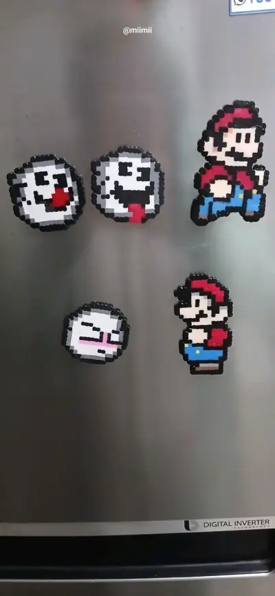 Set 5 Imanes Mario Bros pixel art (hama beads) - miniatura 1