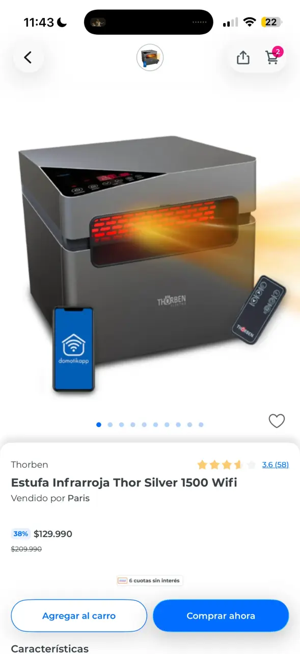Calefactor eléctrico Thorben con control remoto - 3
