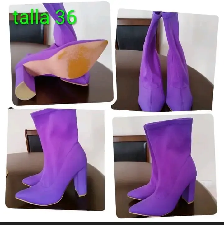 Botines morados de tacón alto talla 36