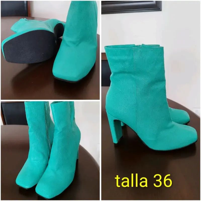 Botines verdes de tacón talla 36