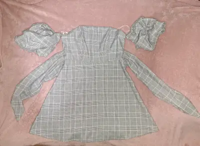 Vestido de cuadros con mangas desmontables - miniatura 1