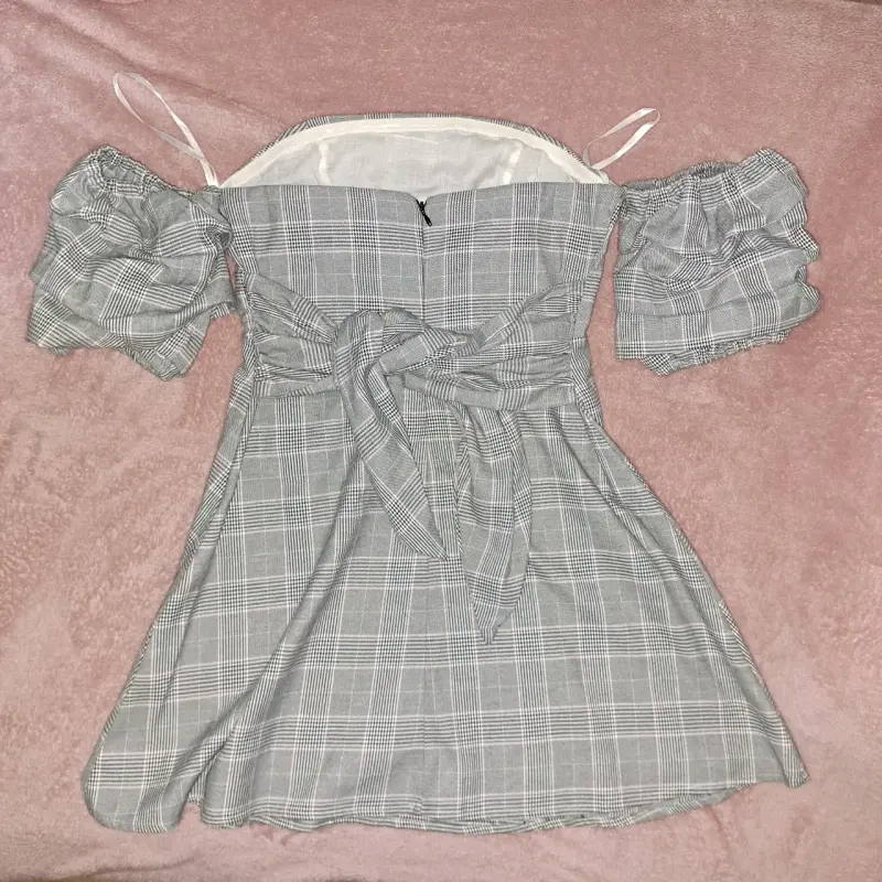 Vestido de cuadros con mangas desmontables - 2
