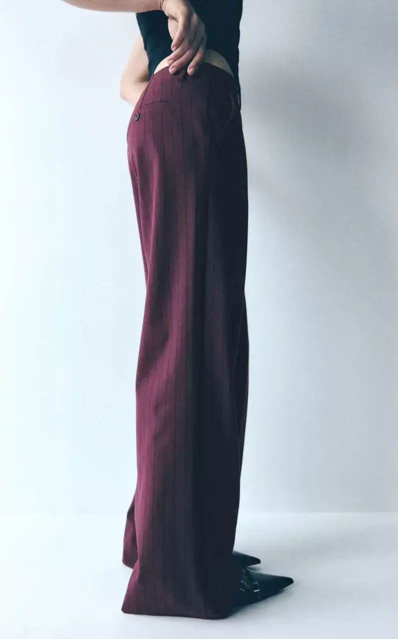 Pantalones culotte burdeos elegantes - 2
