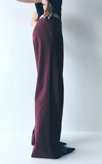 Pantalones culotte burdeos elegantes - miniatura 2