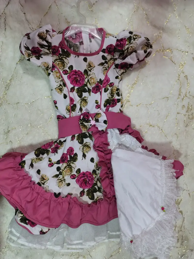 Vestido infantil de cueca floral con volantes - 2