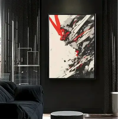 Elegante Cuadro Decorativo Guerrero Mecha 62x42 - miniatura 1