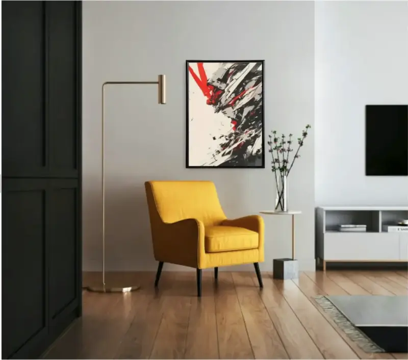 Elegante Cuadro Decorativo Guerrero Mecha 62x42 - 2