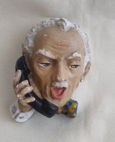 Abuelo  Hablando Por Teléfono Vintage Yeso - miniatura 4