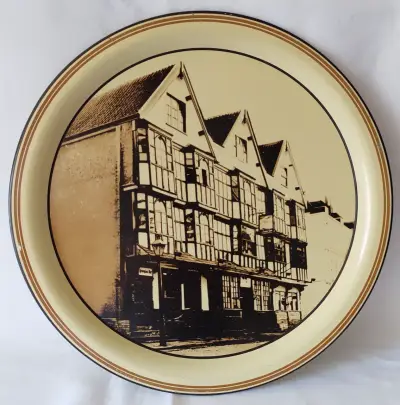 Bandeja decorativa vintage con diseño arquitectónico - miniatura 1