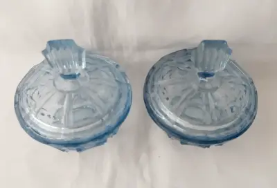 Posillos Azul Pequeños Vidrio Tallado - miniatura 3