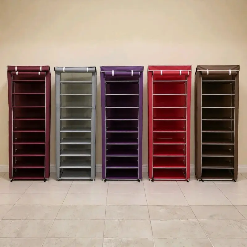 Zapateros de tela con múltiples compartimentos - 1