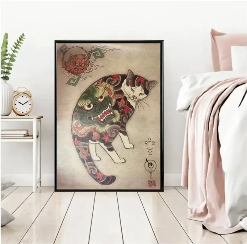 Cuadro Decorativo Gato Japonés Yakuza 42x62 - 4