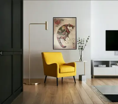 Cuadro Decorativo Gato Japonés Yakuza 42x62 - miniatura 5