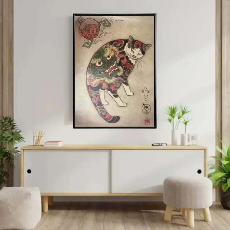 Cuadro Decorativo Gato Japonés Yakuza 42x62 - 6