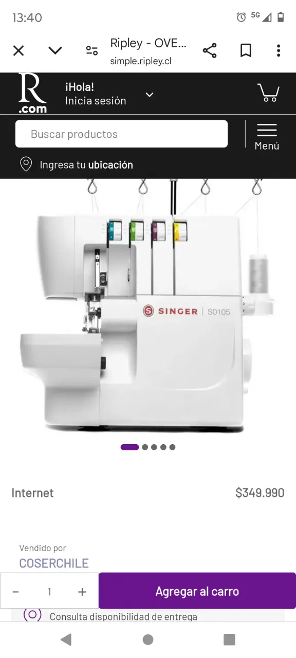 Máquina de Coser Overlock Singer S0105 Blanca - 2