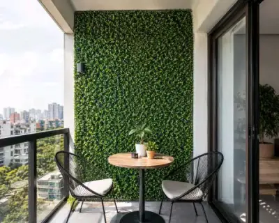 Panel de seto artificial verde decorativo - miniatura 2