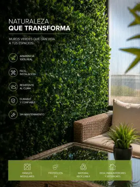 Panel de seto artificial verde decorativo - 4