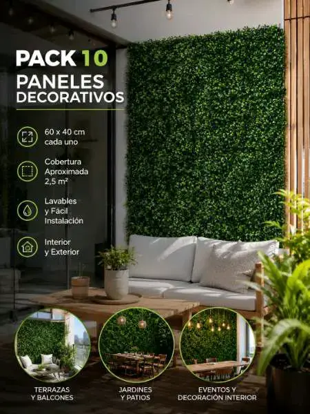 Panel de seto artificial verde decorativo - 5