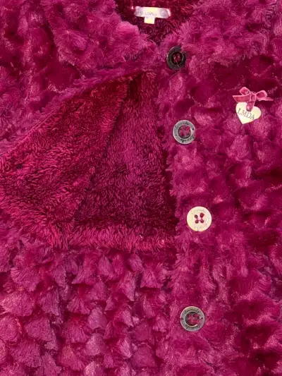 Abrigo de peluche burdeos para niña - miniatura 2