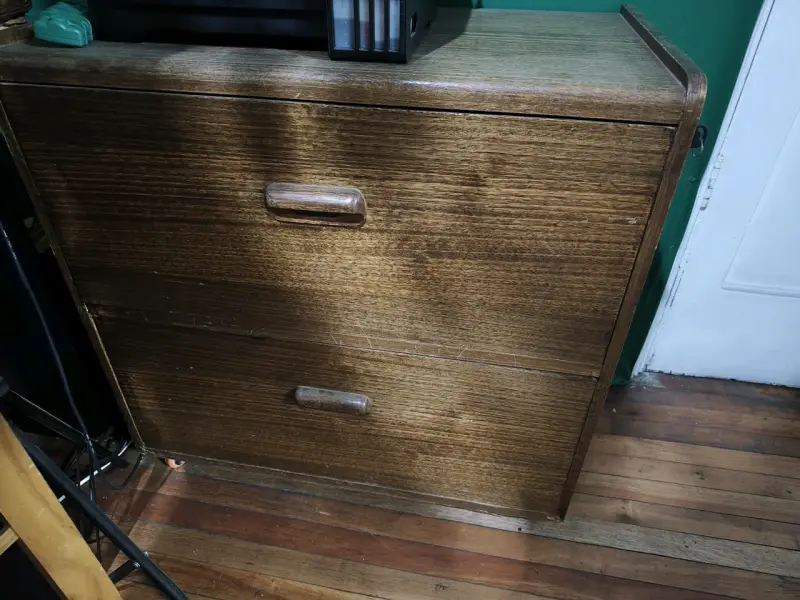 Archivo de madera vintage con dos cajones - 1