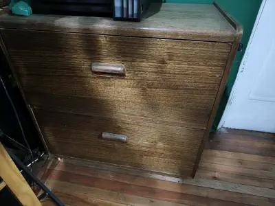Archivo de madera vintage con dos cajones - miniatura 1