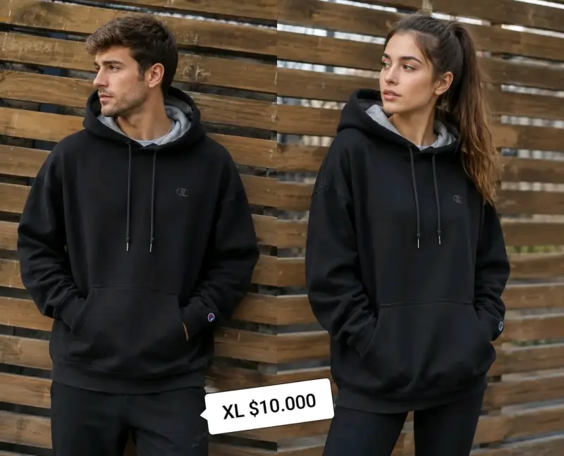 Polerón negro Champion con capucha XL - 2