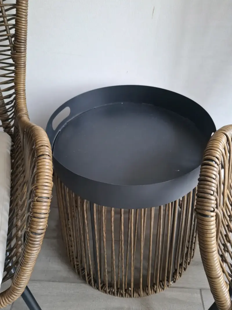 Juego de terraza,dos sillas de mimbre con cojines - 3