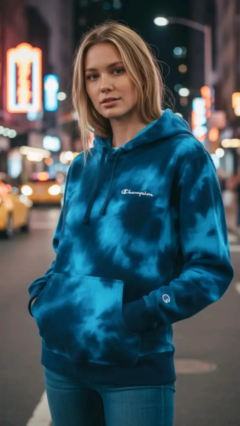 Polerón Champion azul tie-dye talla S - 2