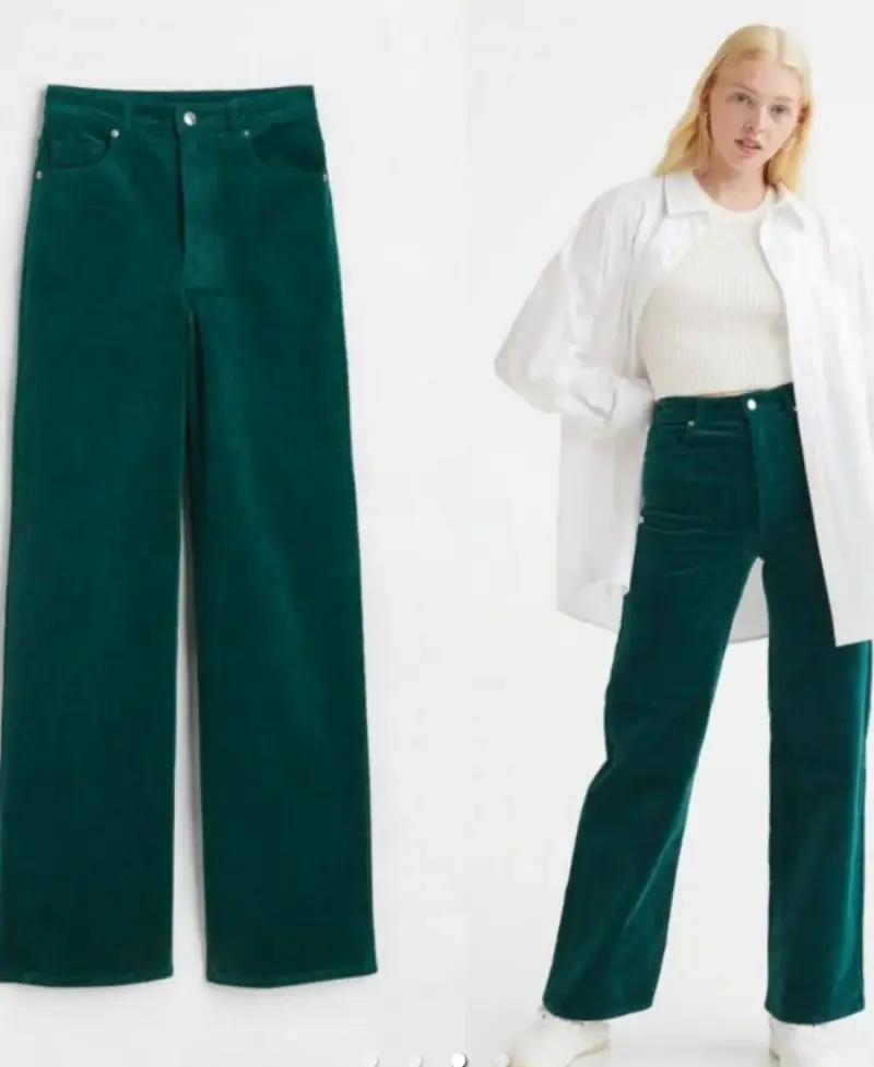 Pantalones cotelé verde H&M 36 - 2