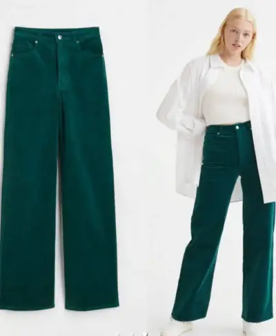 Pantalones cotelé verde H&M 36 - miniatura 2