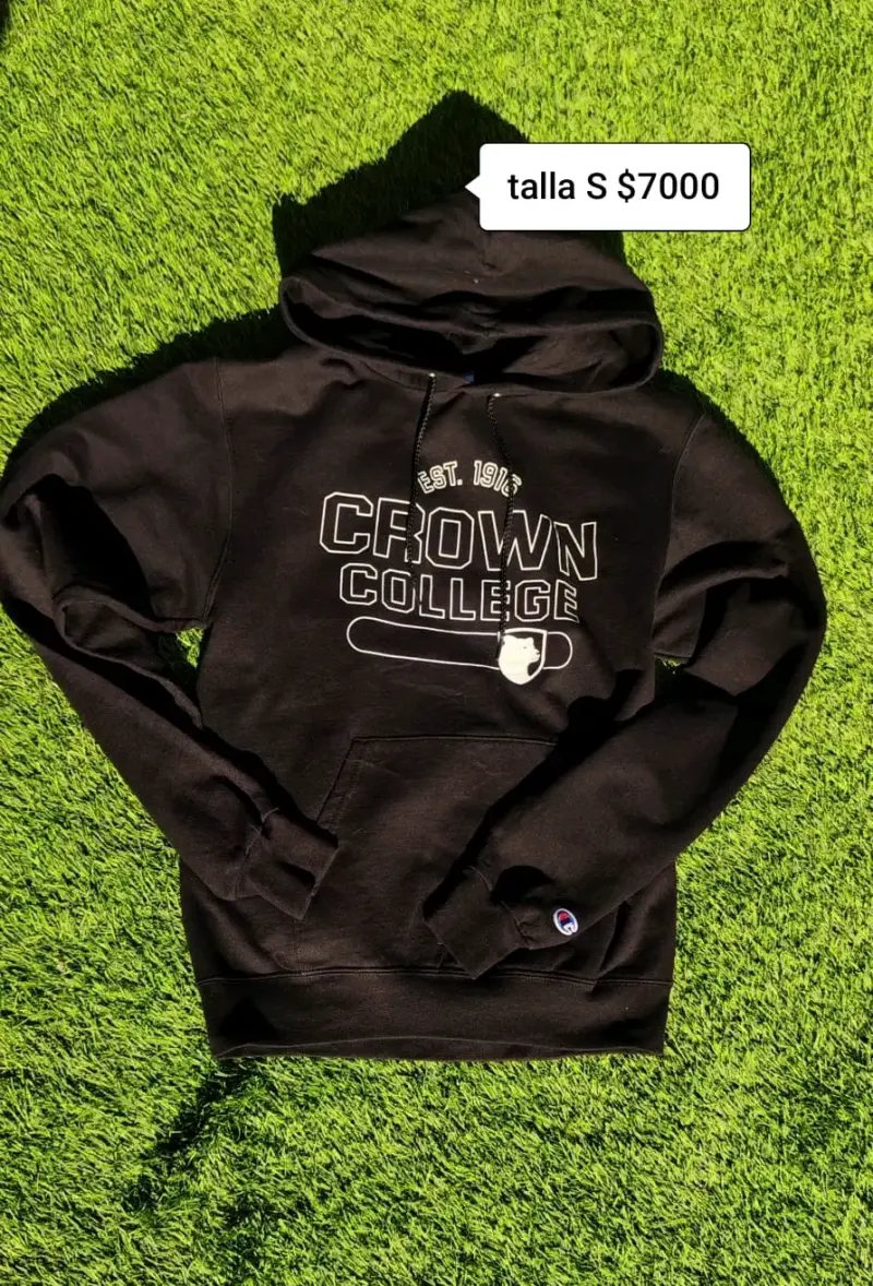 Polerón negro Crown College con capucha - 1