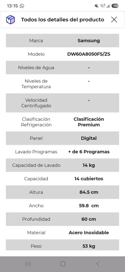 Lavavajillas Samsung acero inoxidable eficiente - miniatura 5