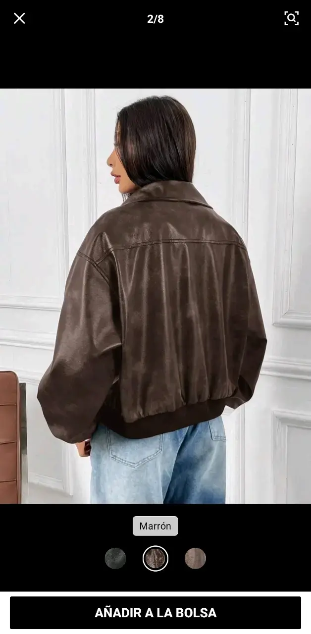 Chaqueta de cuero marrón Shein para mujer - 2