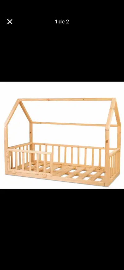 Cama infantil de madera con dosel - miniatura 2