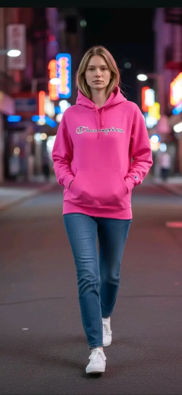 Polerón Champion rosa con capucha talla XL - 2