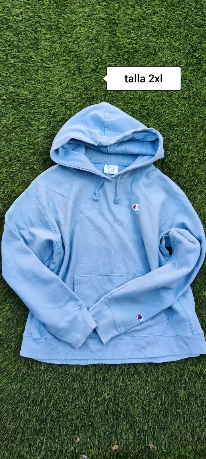 Polerón con capucha azul talla 2XL - 1