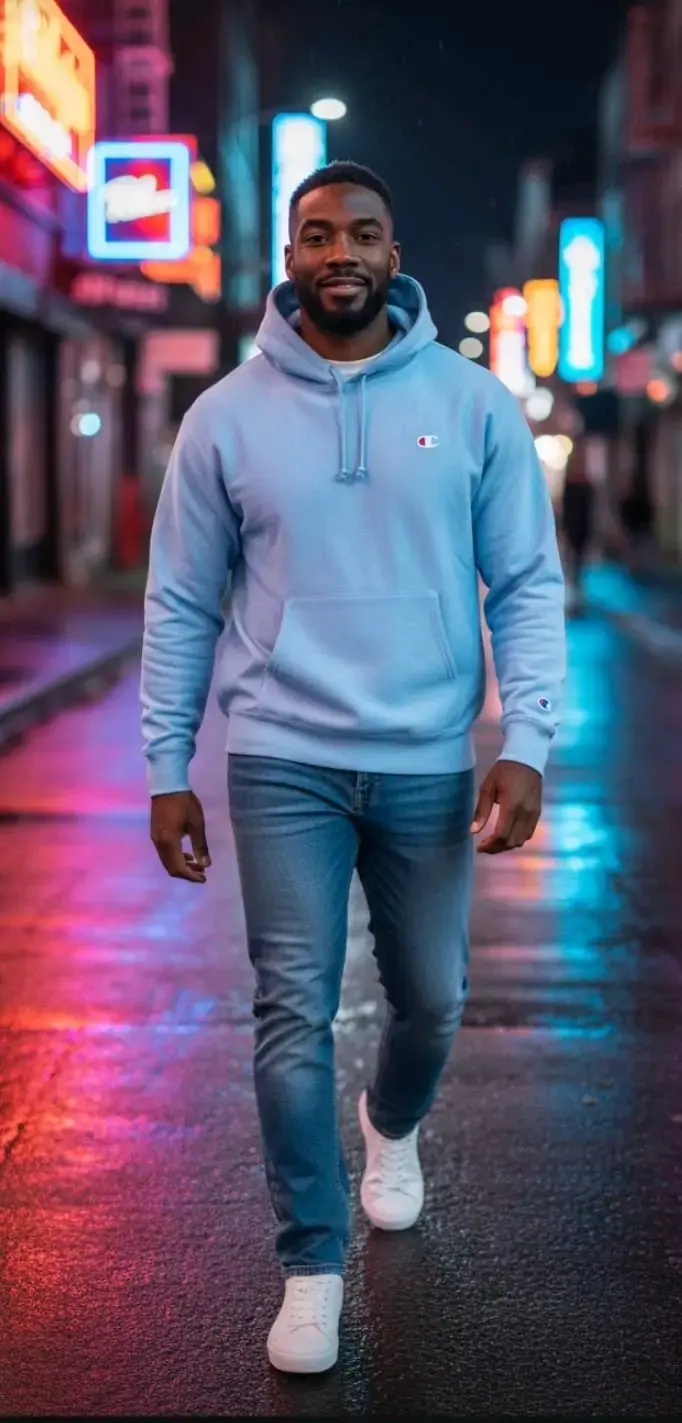 Polerón con capucha azul talla 2XL - 2