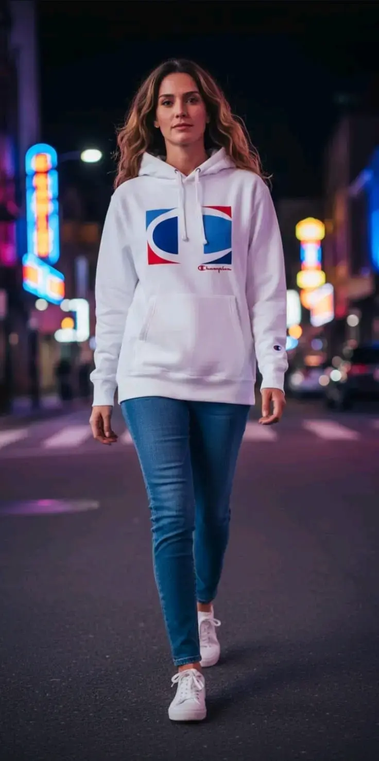 Polerón con capucha Champion blanco talla M - 2