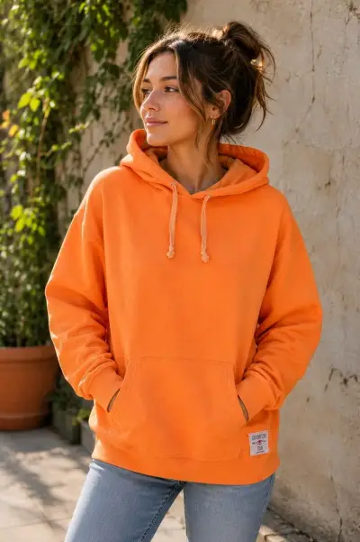Polerón naranja con capucha talla M - miniatura 2