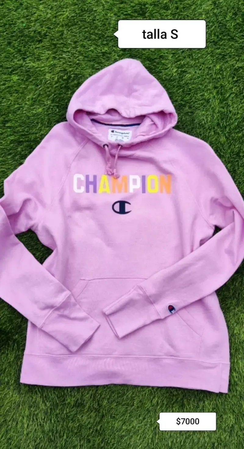 Polerón Champion rosa con capucha talla S - 1