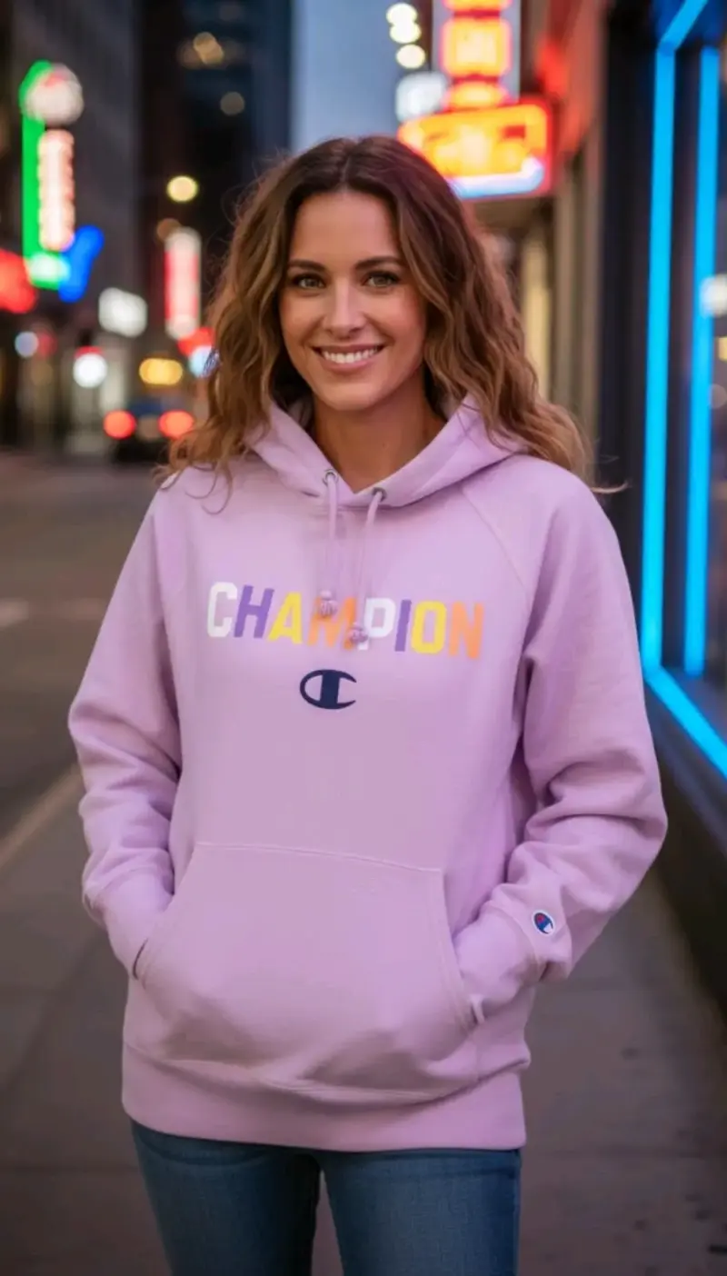 Polerón Champion rosa con capucha talla S - 2