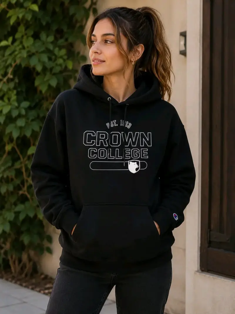 Polerón negro Crown College con capucha - 3