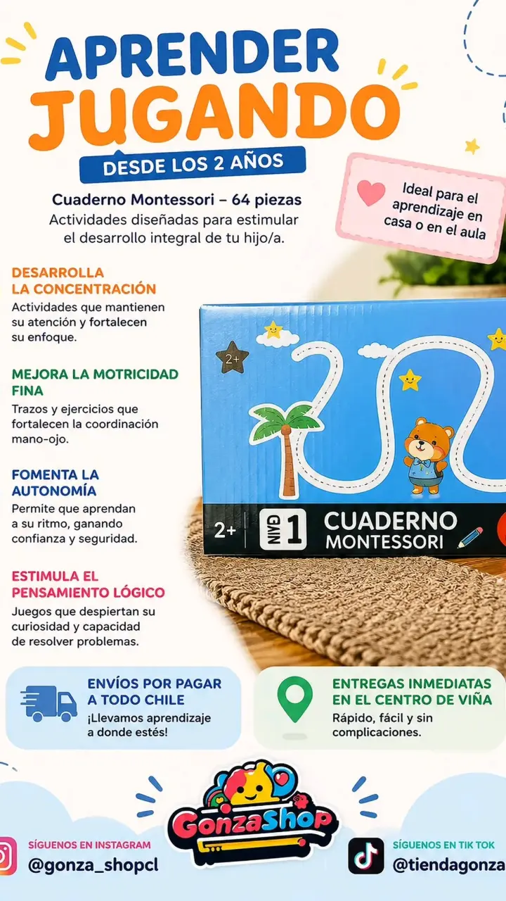 Cuaderno Montessori 64 piezas para niños
